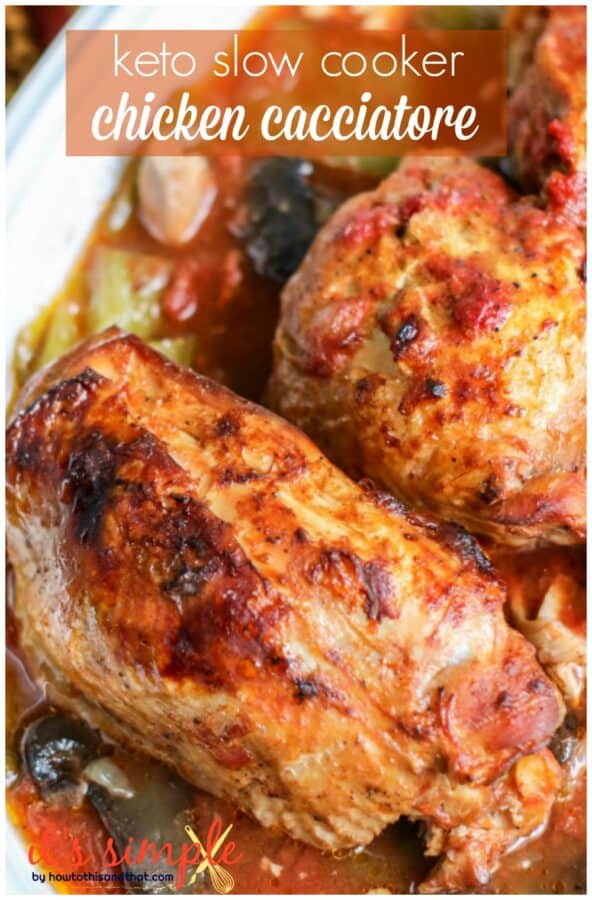 slow cooker chicken cacciatore on plate. 