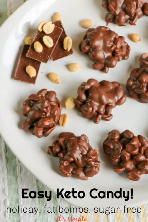 A finished keto candy recipe of peanuts on a plate.
