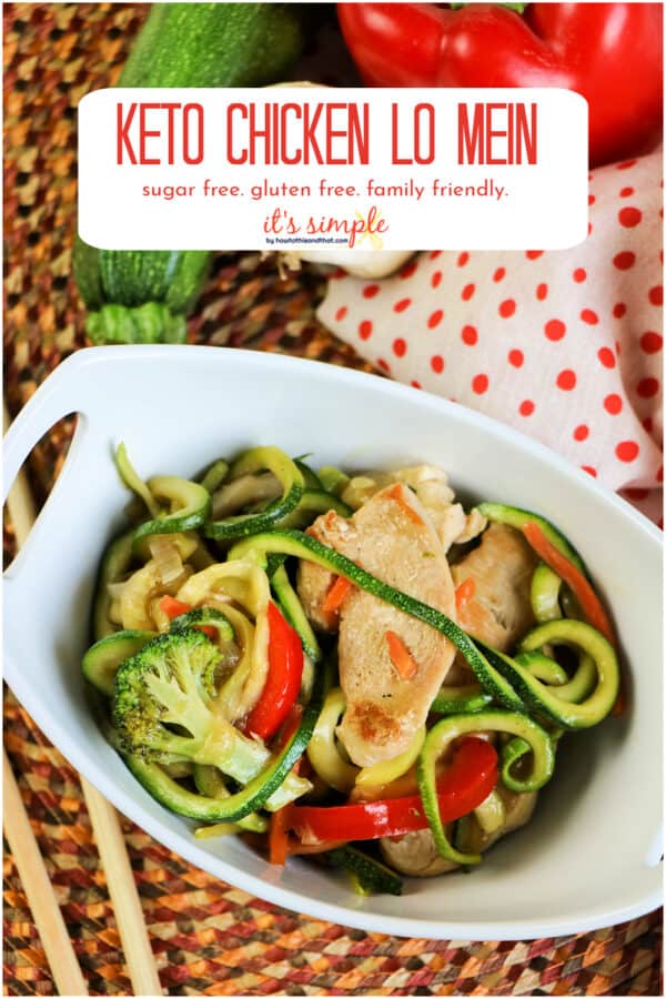 Zucchini noodles with vegetables and chicken. 