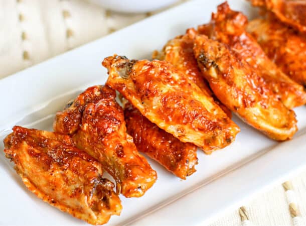 plate of buffalo chicken wings.