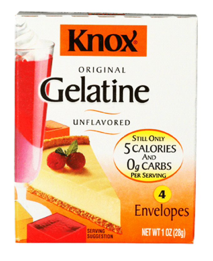 the front of the knox gelatin box. 
