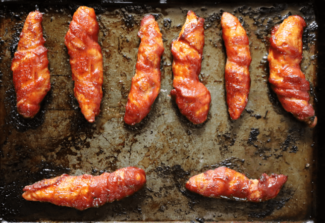 The Ultimate Sticky BBQ Bacon Wrapped Chicken Tenders