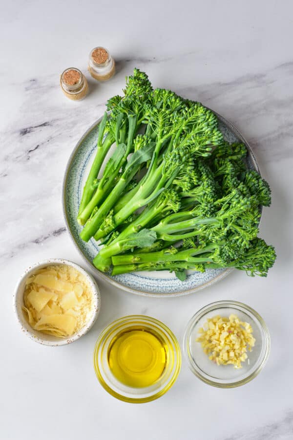 broccoli tenderstem, parmesan cheese, olive oil, garlic and spices