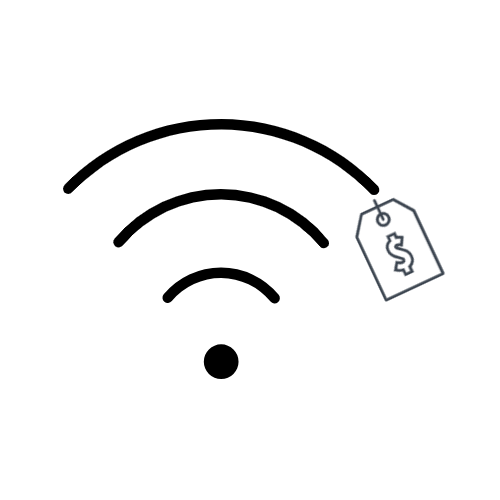 wifi symbol with price tag graphic. 