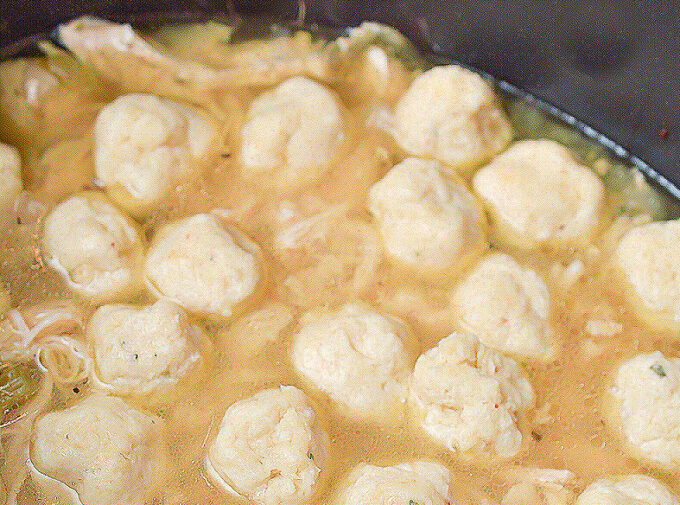 dumplings in a slow cooker on chicken. 