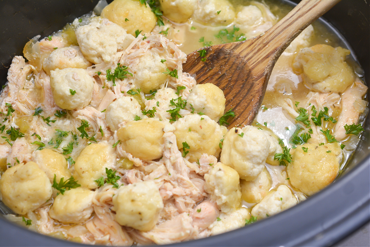 Slow Cooker Chicken and Dumplings, EASY Keto Recipe