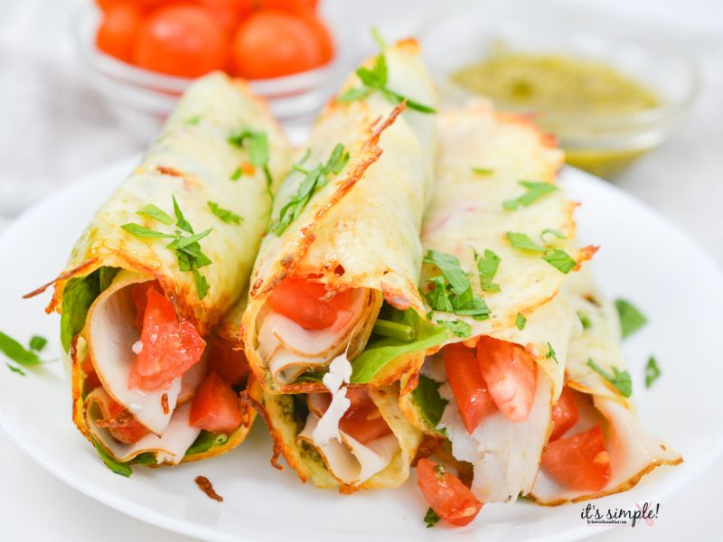 Pinterest Pin for Keto Caprese Roll Ups